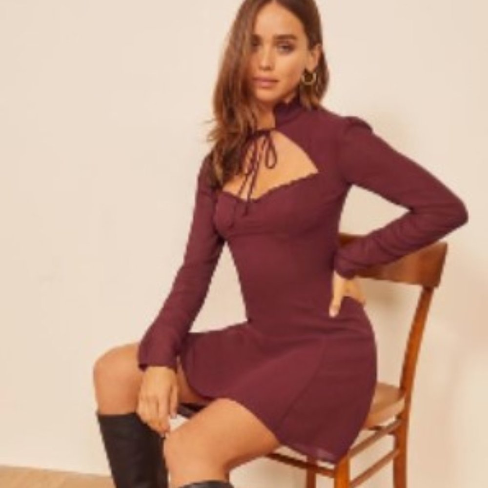 NEW w/ Tags Reformation Vivianne Holiday Cocktail Mini Burgundy Maroon Red 0 XS